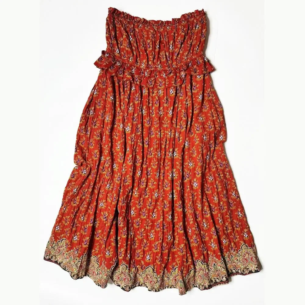 NWT Anthropologie Plenty Tracy Reese Empire Strapless Smocked Midi Dress Large - Picture 3 of 15